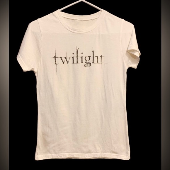 None Tops - TEE Vintage Twilight Graphic Short Sleeve White Tee Movie Memorabilia